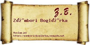 Zámbori Boglárka névjegykártya